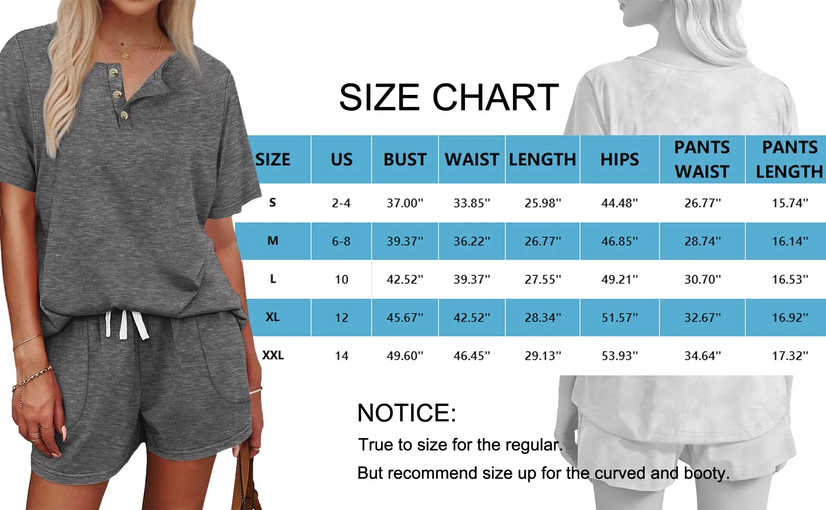 Womens Pajamas Sets Button down Tops and Drawstring Shorts with Pockets Two Piece Lounge Sets Oufits