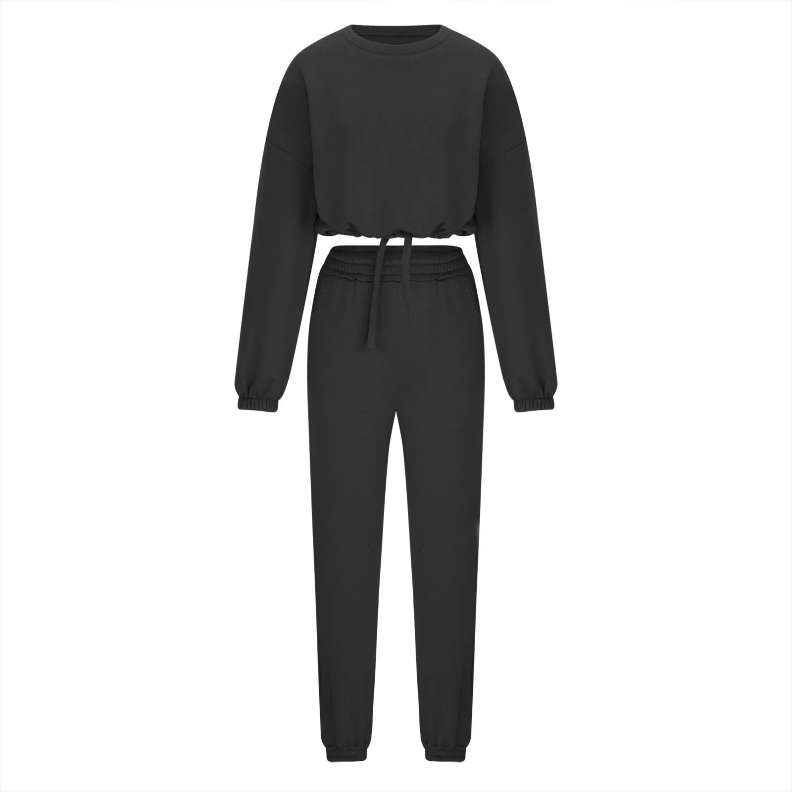 Sweatsuit 2Pcs Set for Women Casual Tracksuit Long Sleeve Crop Sweatshirt and Sweatpants 2 Piece Solid Outfits Tracksuits